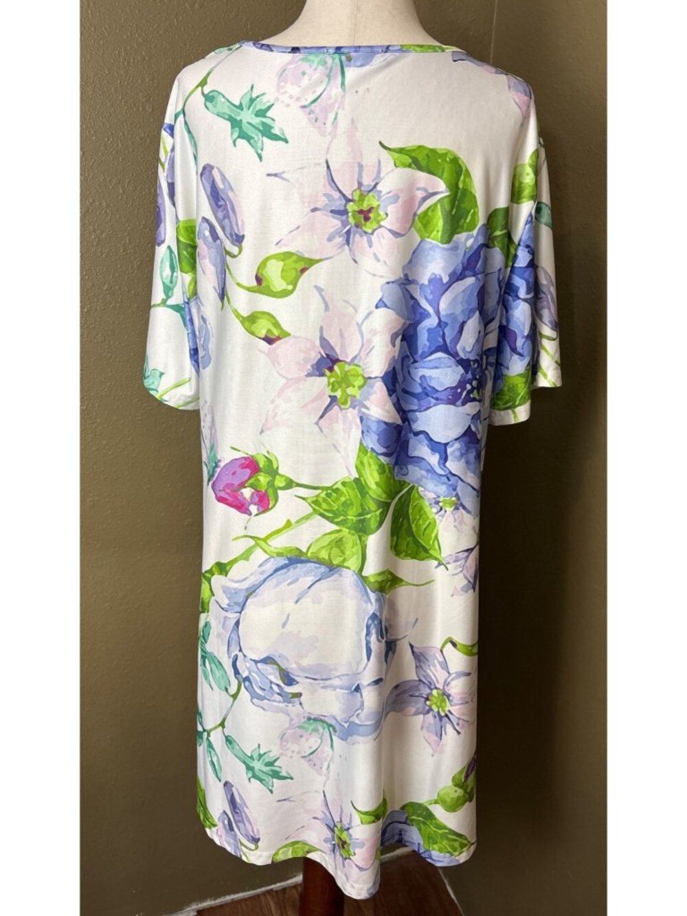 Lily By Firmiana Womens Floral Short-Sleeve Tunic Top 2XL White Multicolor - Picture 3 of 8